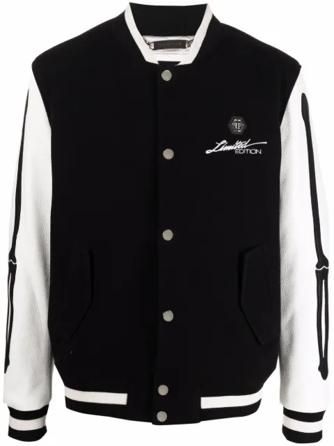 Philipp Plein - College skull-logo print bomber jacket