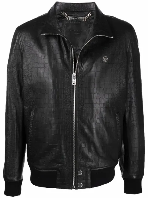 philipp plein croco leather jacket