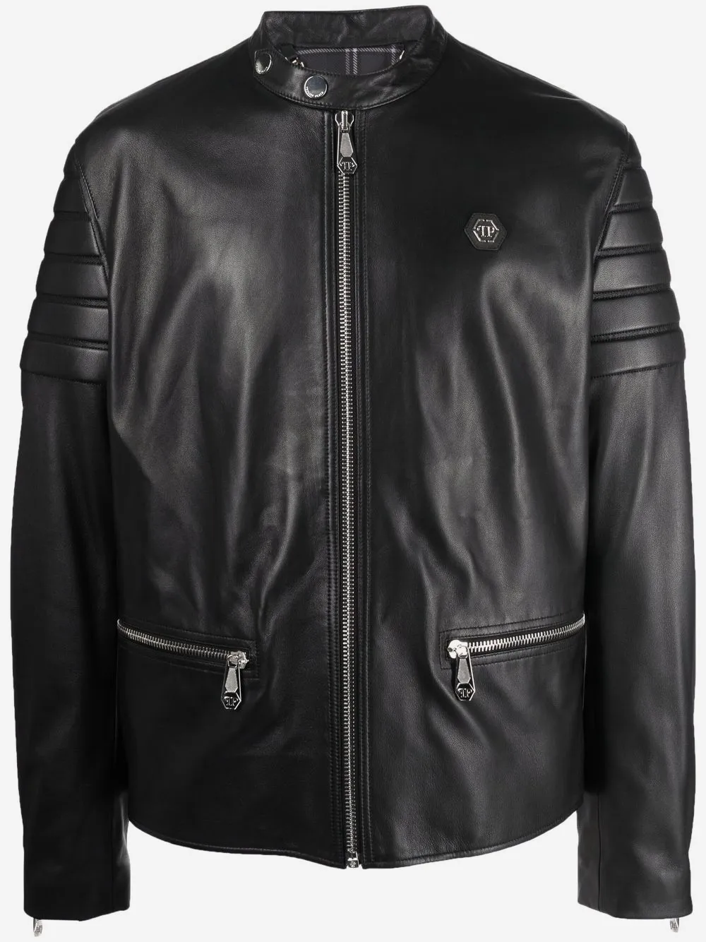 Philipp Plein Doberman-print moto jacket | Black | Image 1