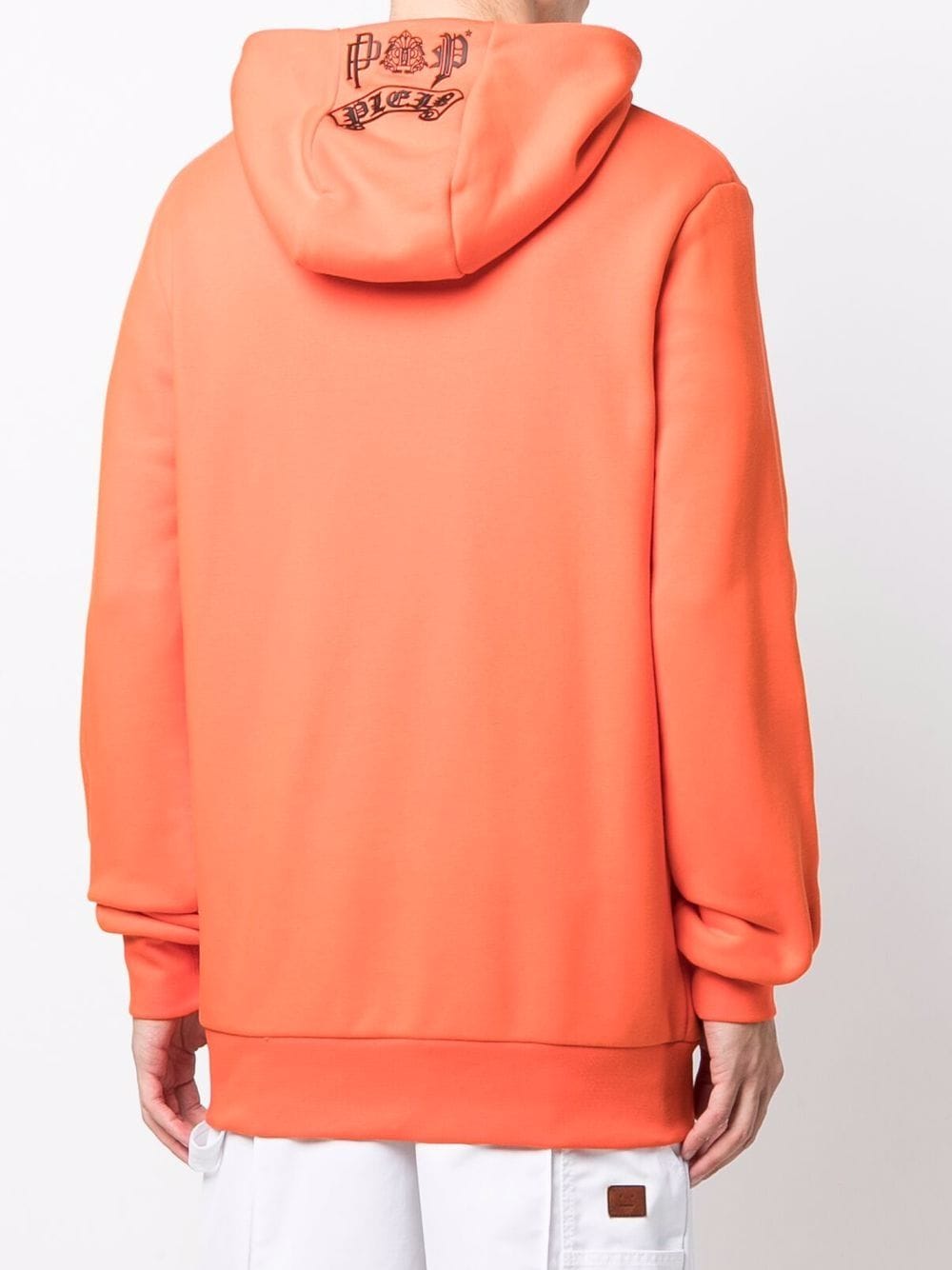 Shop Philipp Plein Graphic-print Long-sleeve Hoodie In Orange