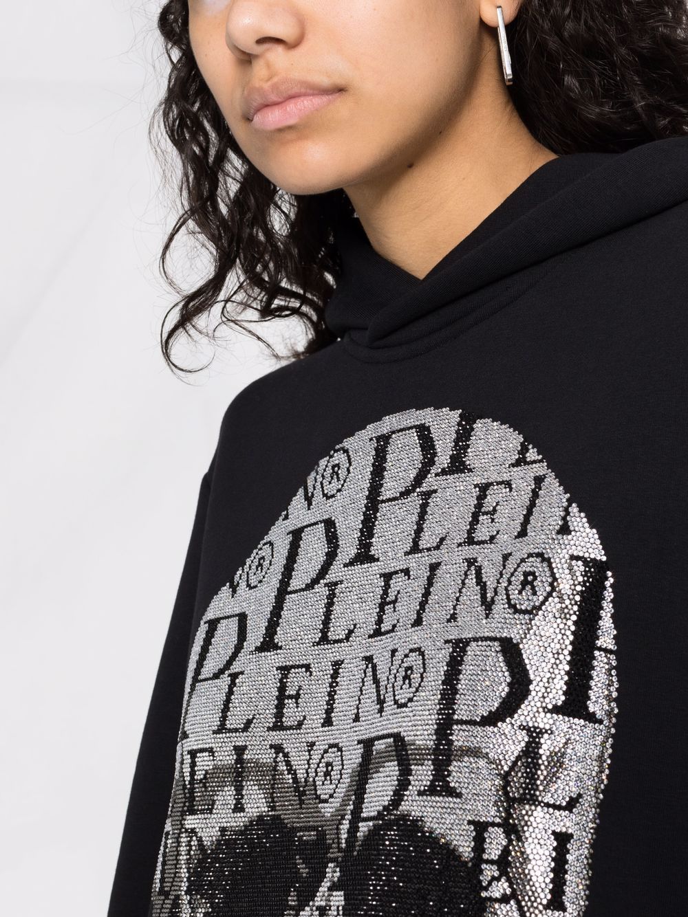 Philipp Plein rhinestone skull hooded dress Women