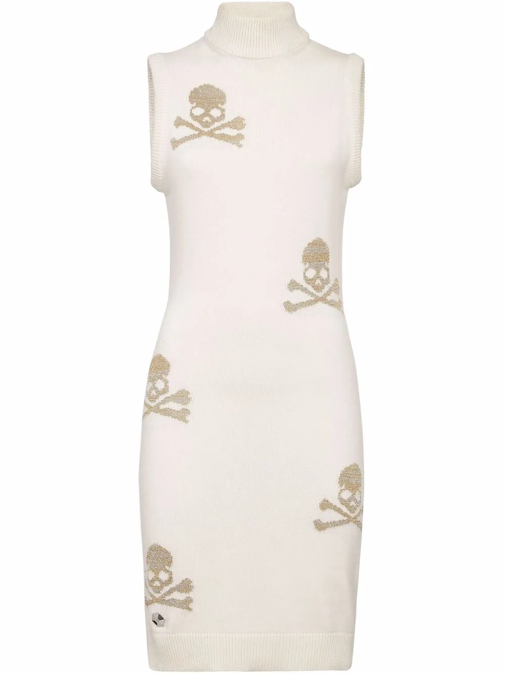 

Philipp Plein intarsia-skull print knitted dress - White