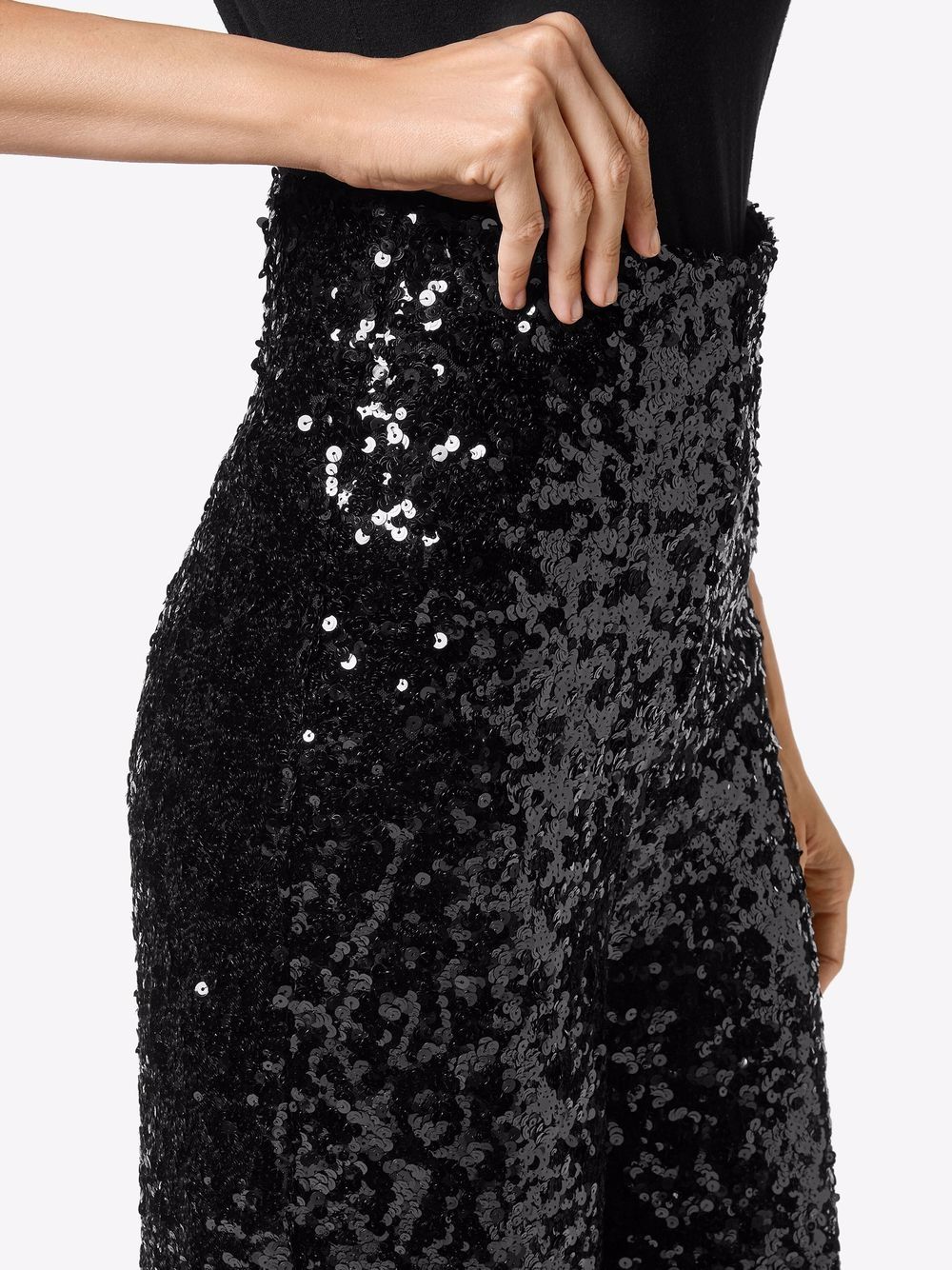 Shop Philipp Plein Sequin-embellished High-waist Trousers In Black