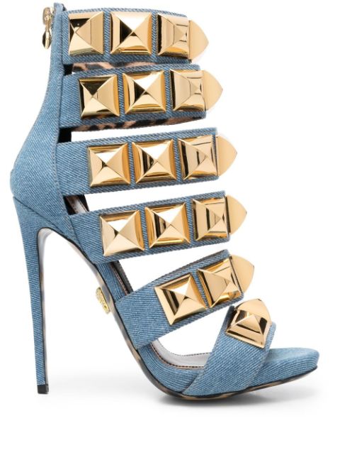 Philipp Plein studded denim 120mm  sandals