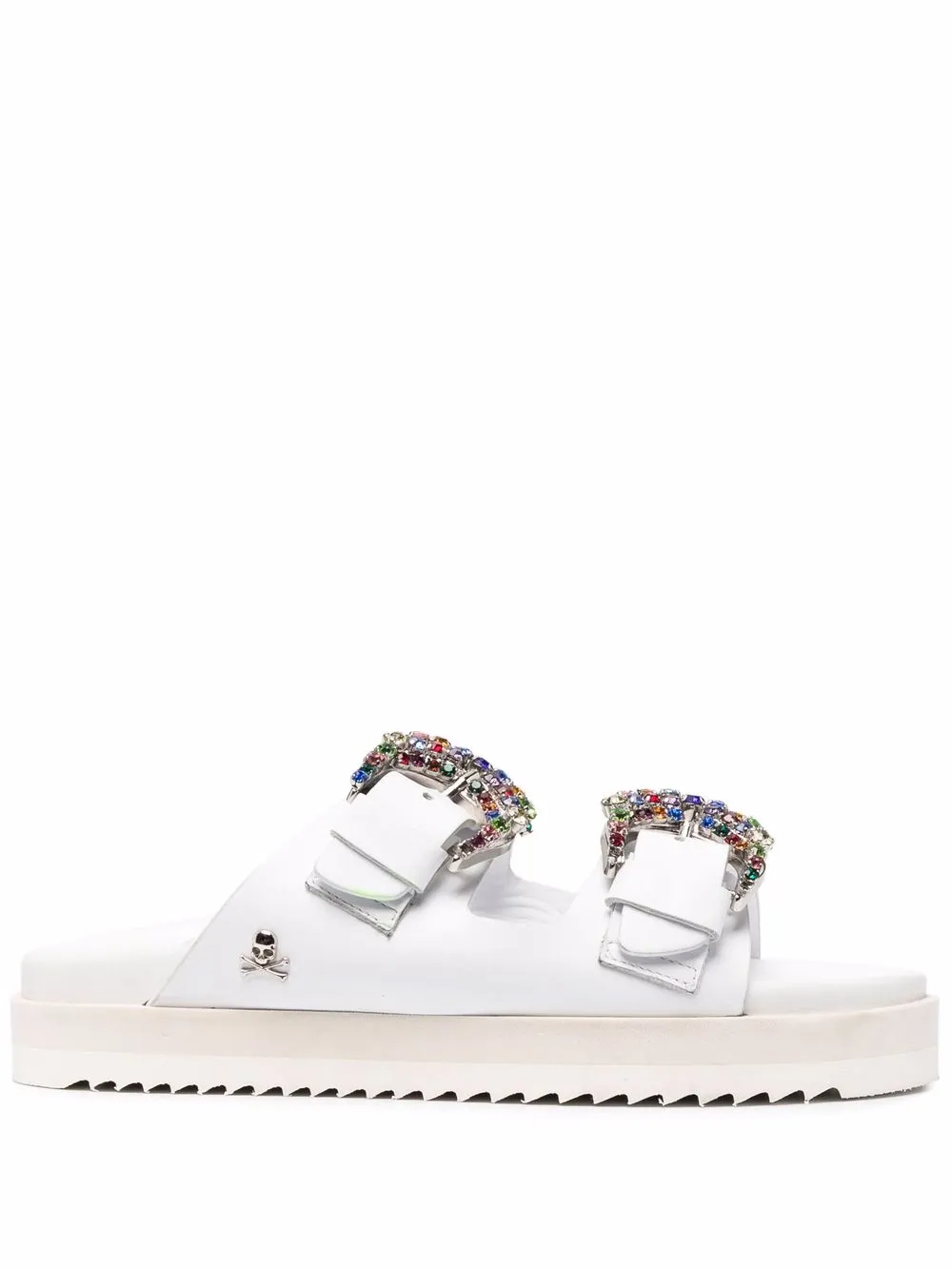 

Philipp Plein crystal leather sandals - White