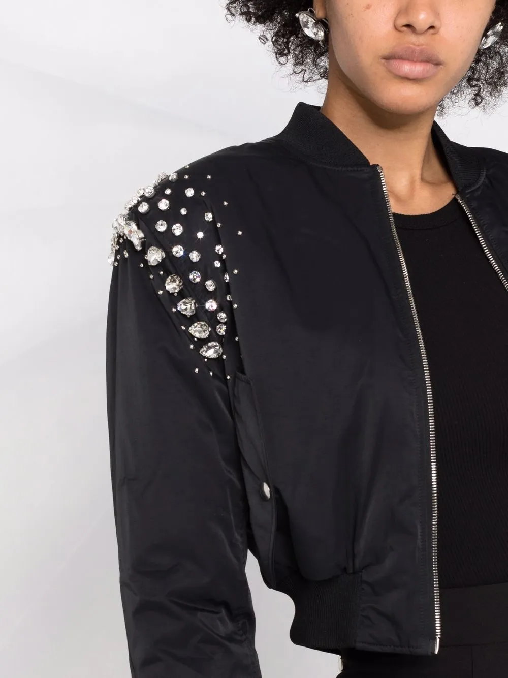 Leather Bomber Stardust Crystal Plein