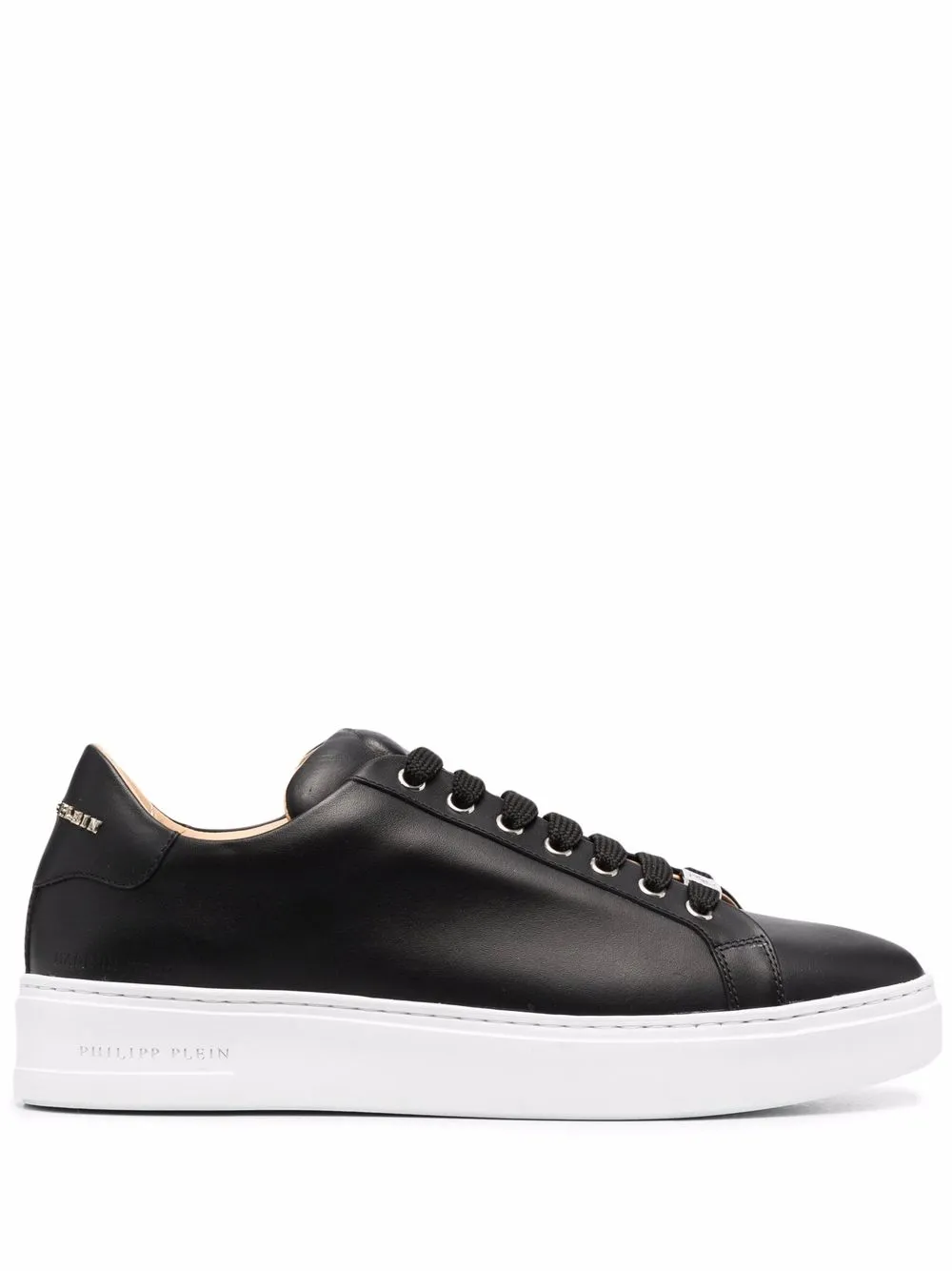Philipp Plein Skull And Plein Low-top Leather Sneakers In Black