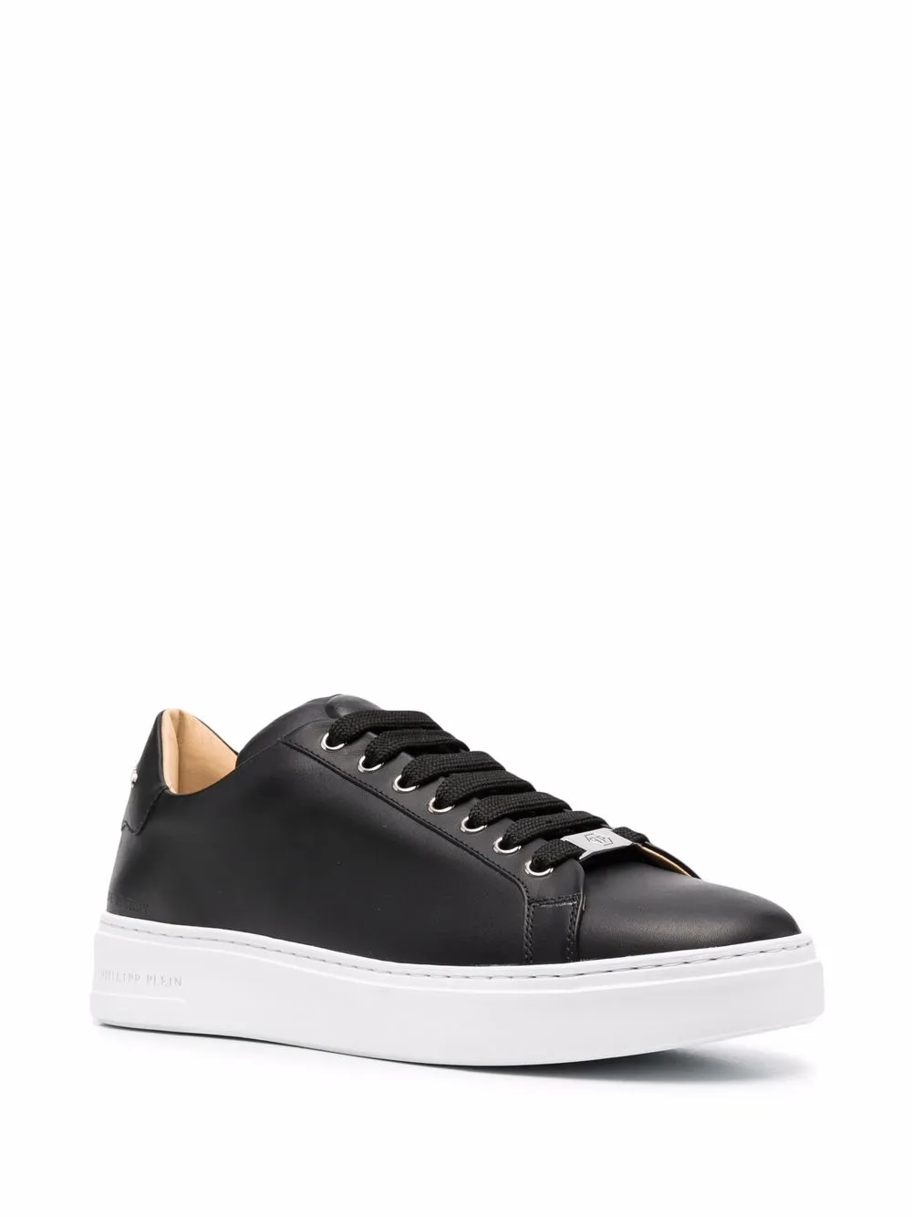 Philipp Plein Skull And Plein Low-top Leather Sneakers In Black