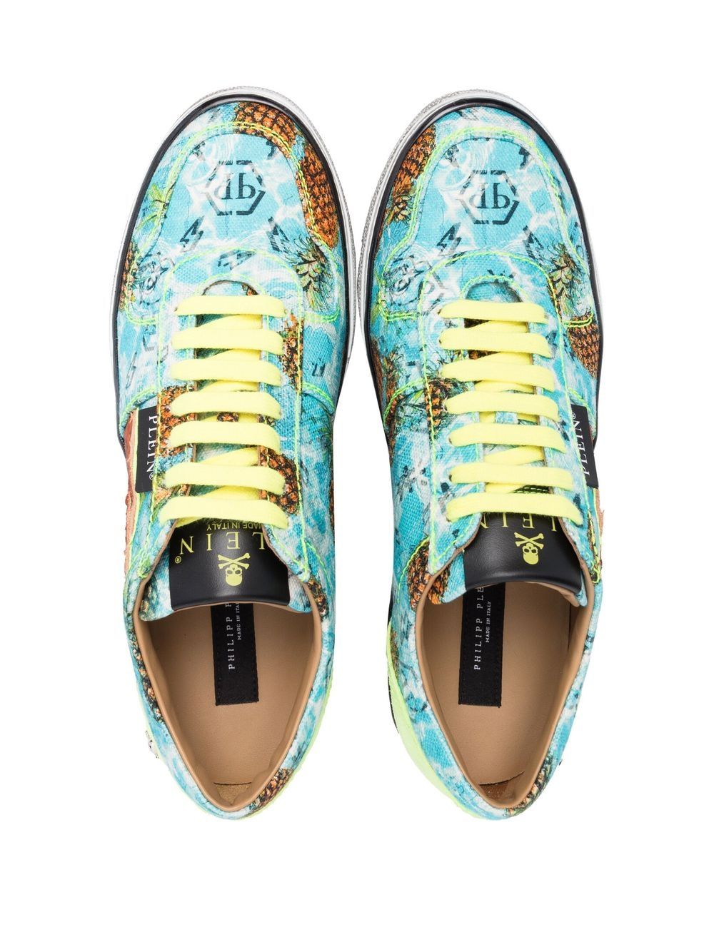 Philipp Plein Flame-print canvas low-top sneakers Men