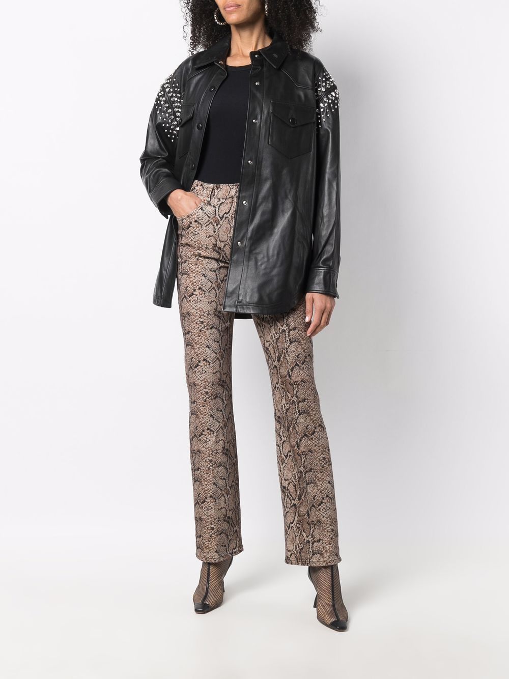 Philipp Plein crystal-studded leather shirt Women