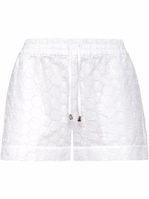 Philipp Plein logo-embroidered lace shorts Women