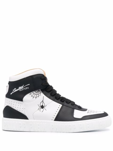 Philipp Plein panelled spider print sneakers Men