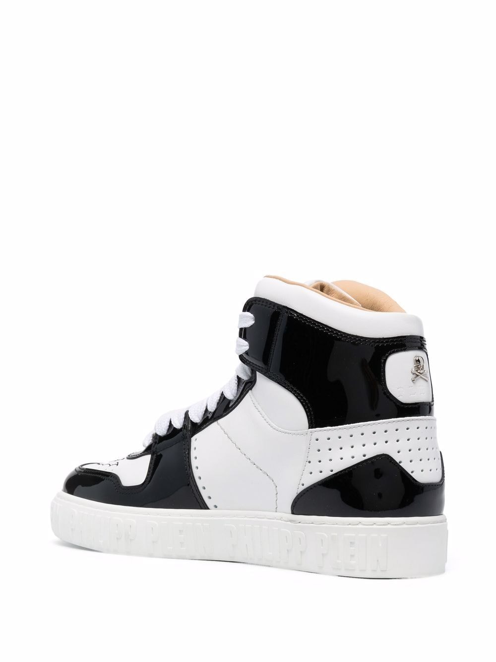 Shop Philipp Plein Leather High-top Sneakers In White