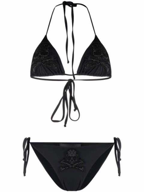 Shop Philipp Plein embellished-skull bikini set with Express Delivery ...