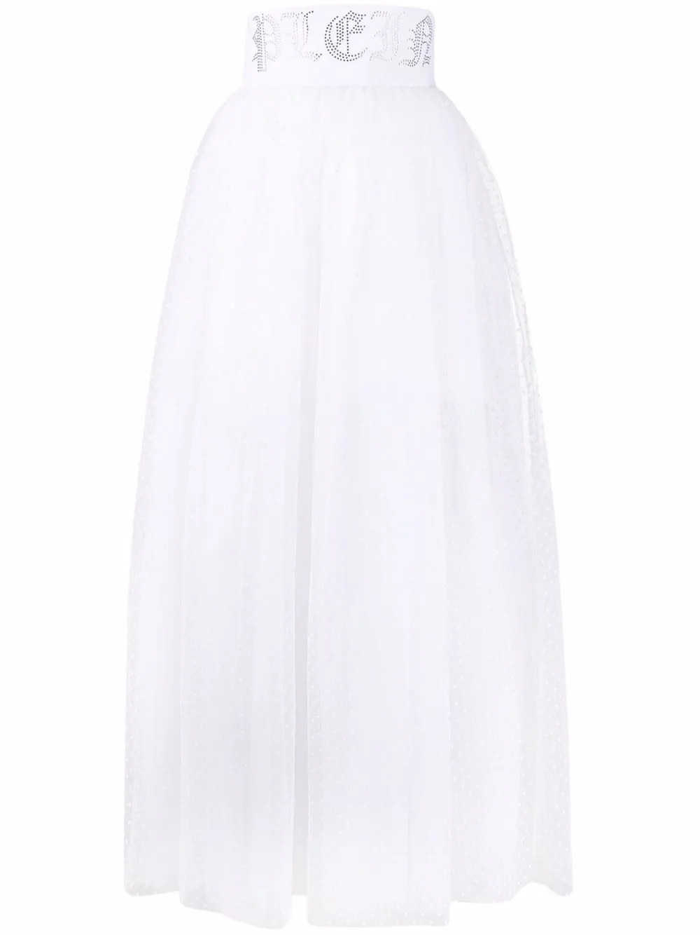

Philipp Plein Gothic Plein tulle long skirt - White