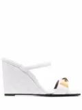 Philipp Plein Matelasse leather wedges - White