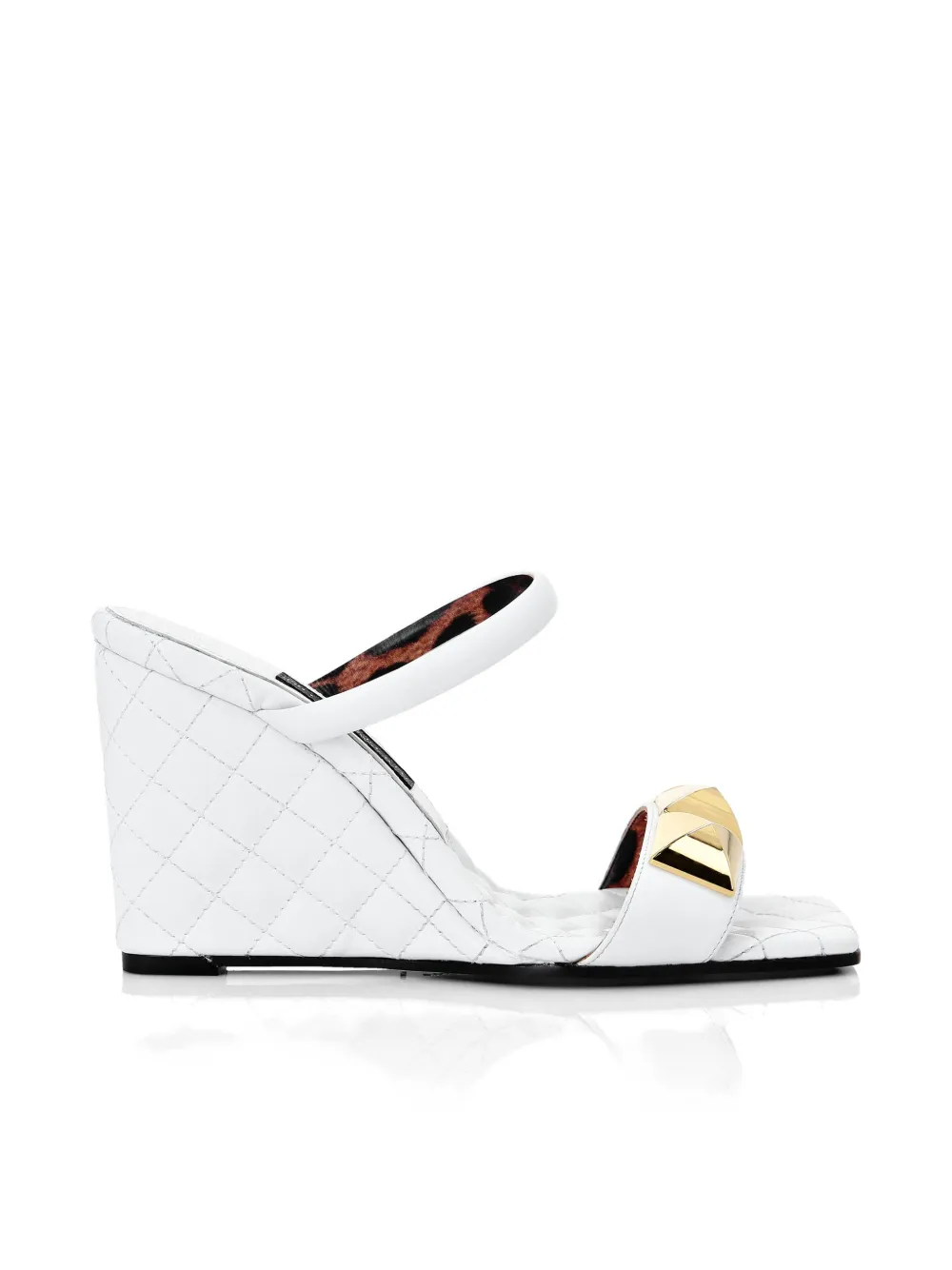 Philipp Plein matelassé wedge sandals – White