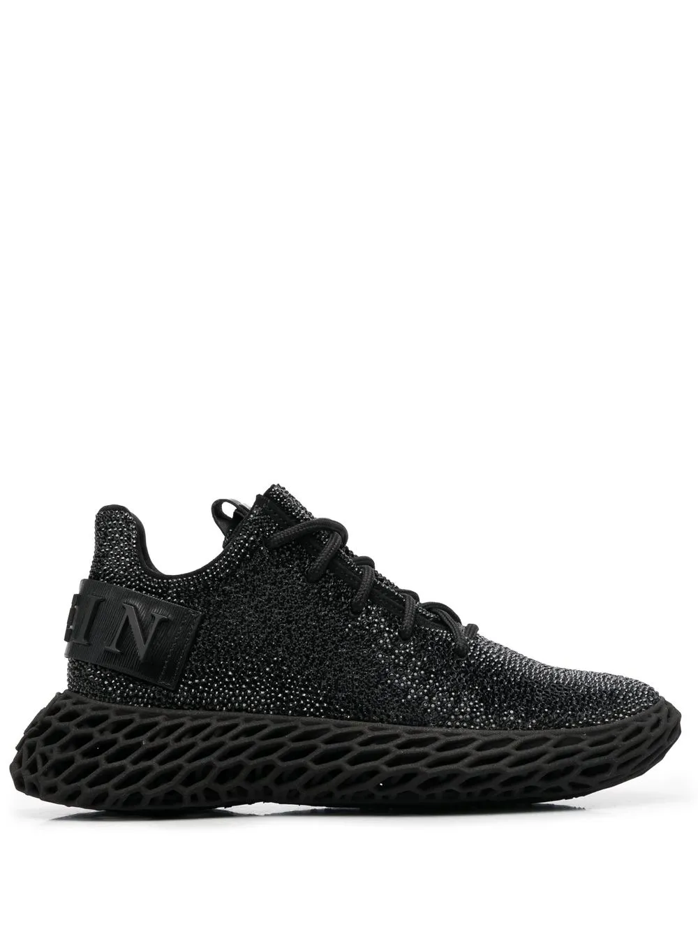 Philipp Plein crystal-embellished leather sneakers - Black