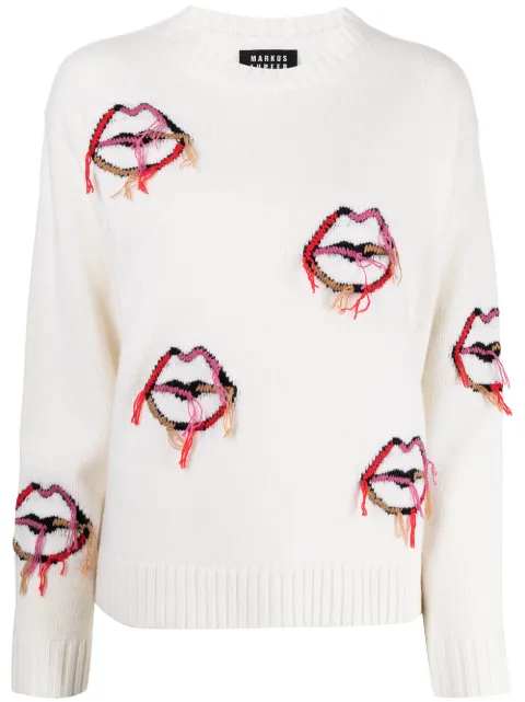 Markus Lupfer embroidered lips jumper