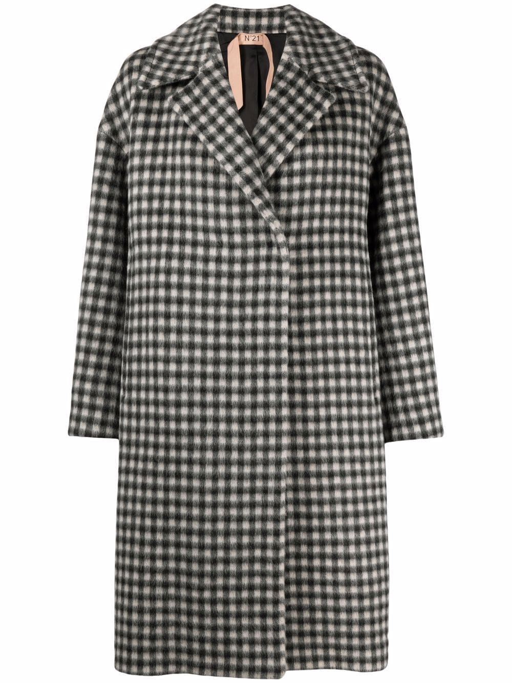 

Nº21 check-pattern drop-shoulder coat - Black