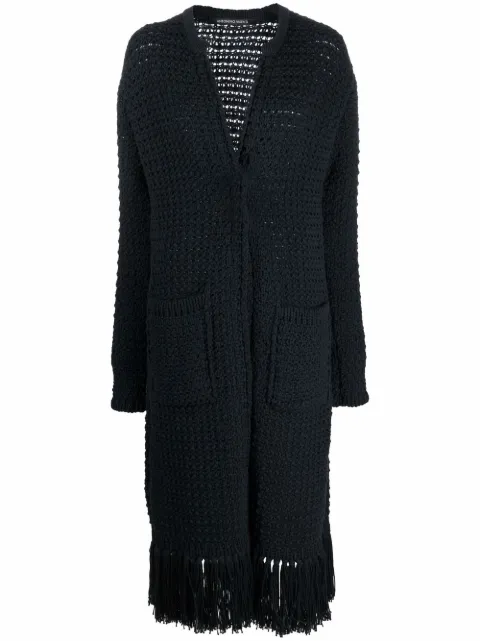 Antonino Valenti chunky-knit frayed-edge cardi-coat