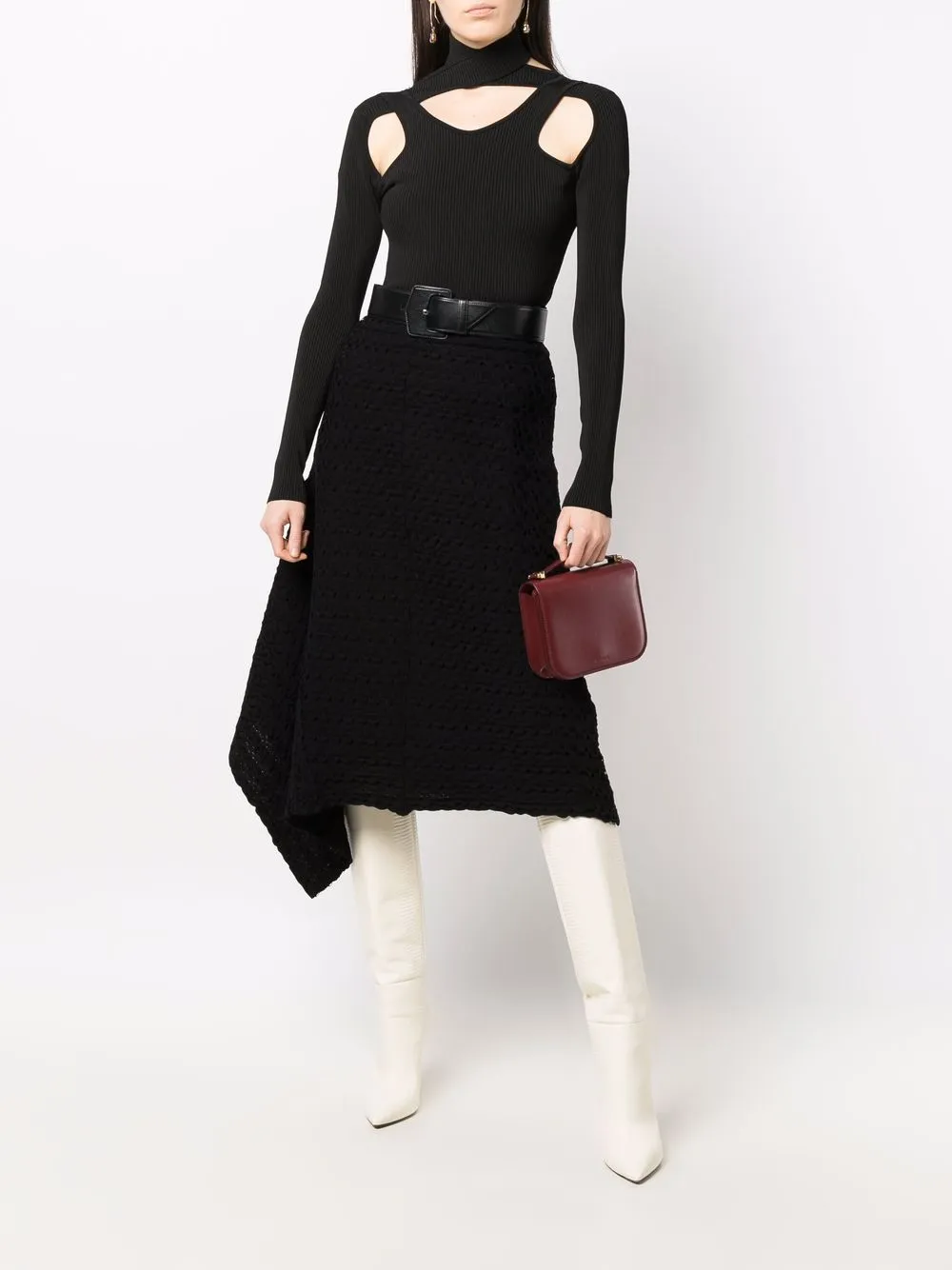 фото Jil sander фактурное платье миди асимметричного кроя