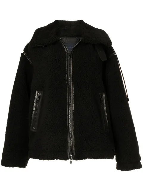 Juun.J faux-shearling oversized biker coat