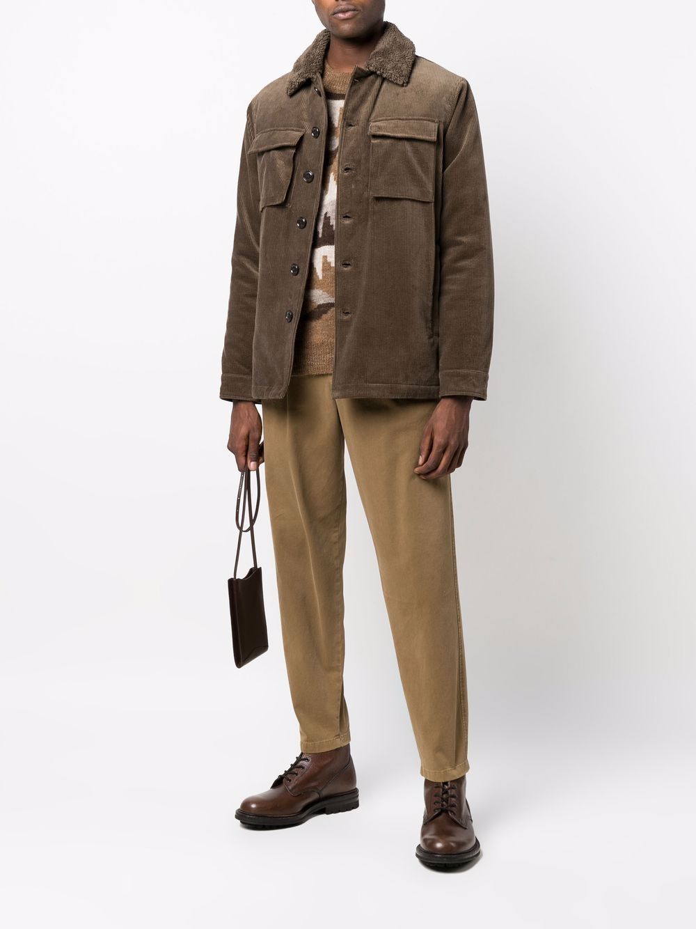 Shop Aspesi corduroy faux-shearling shirt jacket with Express Delivery ...