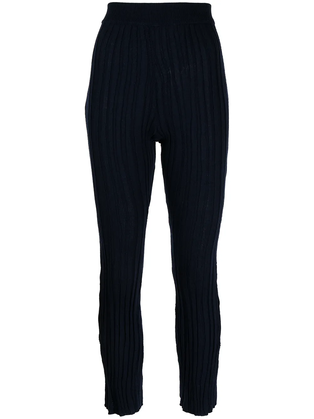 ribbed-knit flared-cuff trousers