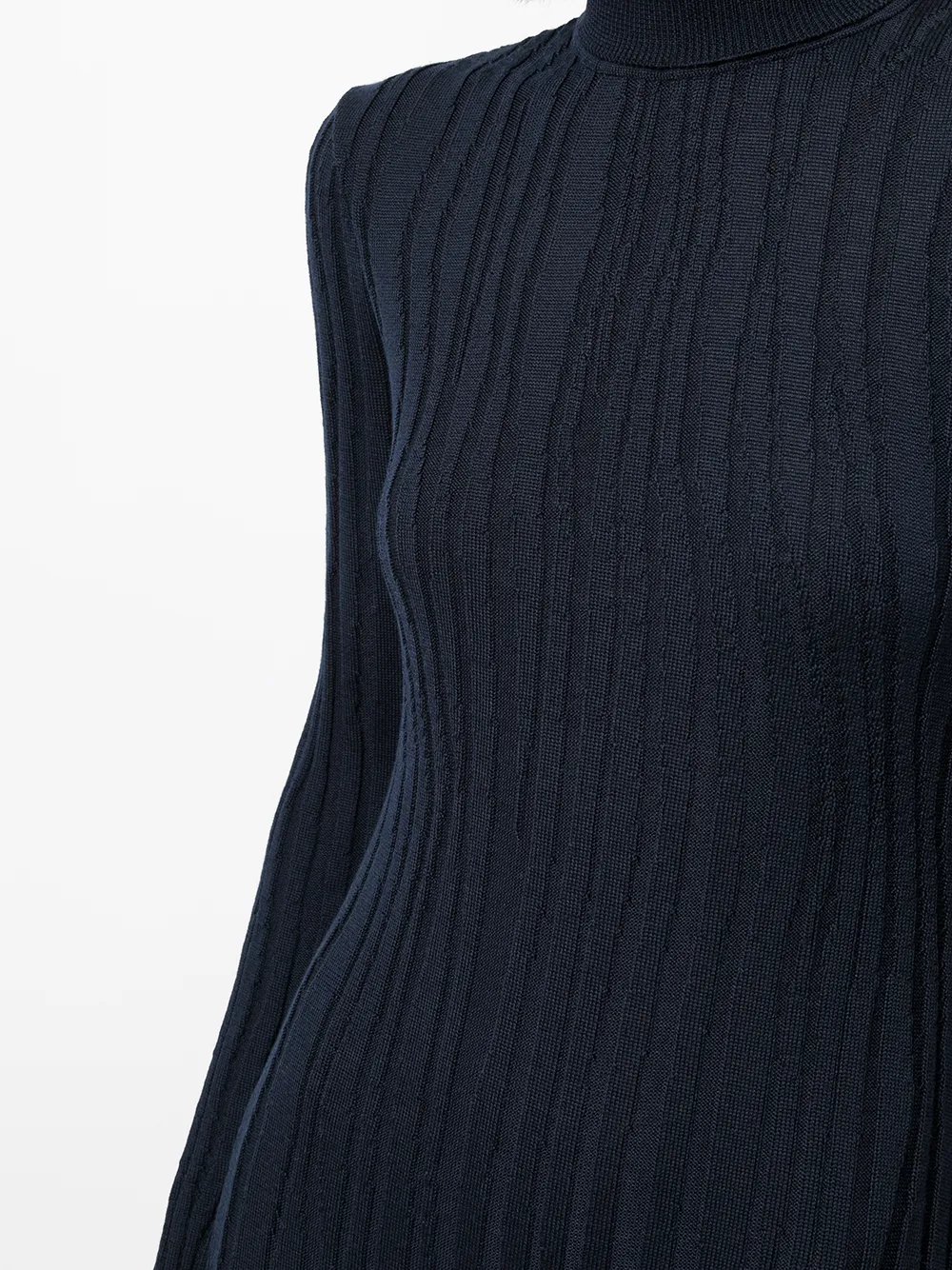 Mame Kurogouchi Navy Winding Ribbed Knitted Dress In Blue