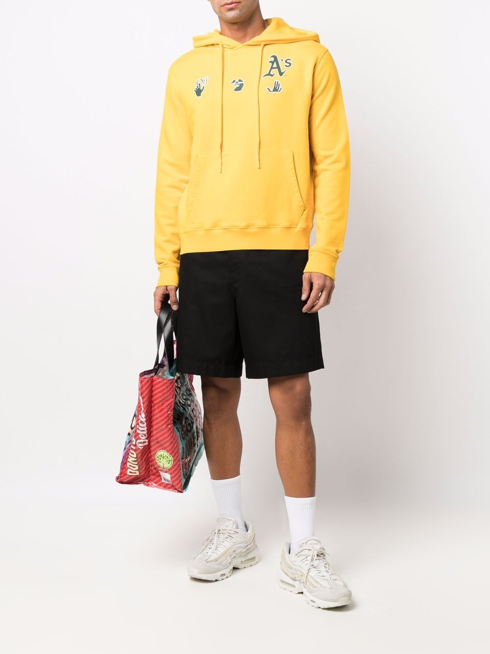 Shop Off-white Hands Off-print Hoodie In Yellow