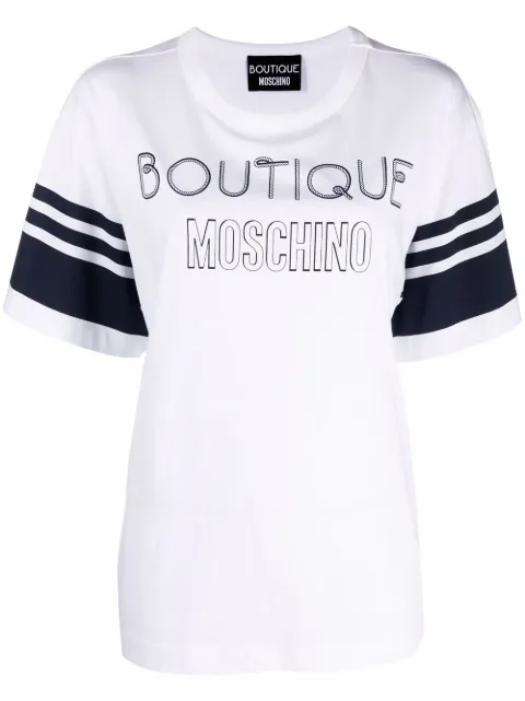 stripe-trim logo-print T-shirt