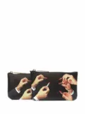 Seletti graphic-print textured wallet - Black