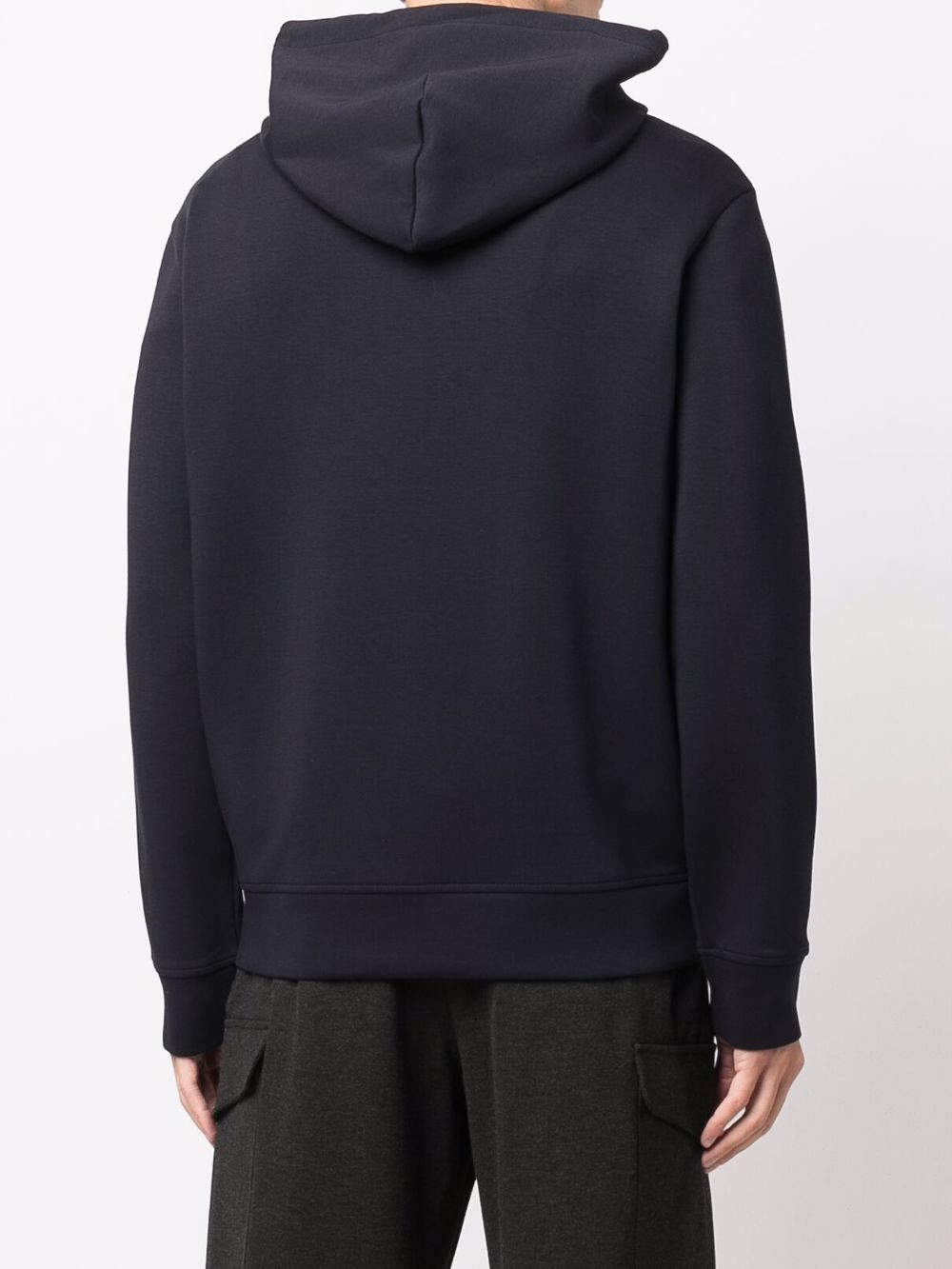 Shop Emporio Armani Long-sleeved Logo Patch Hoodie In 蓝色