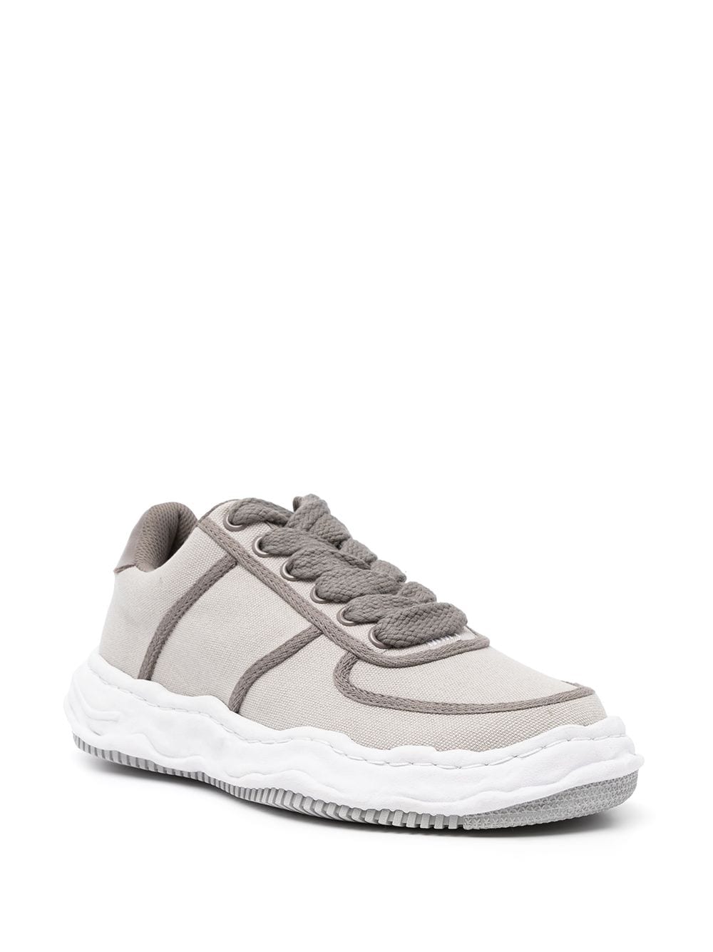 Shop Miharayasuhiro Warped-sole Lace-up Sneakers In Grey