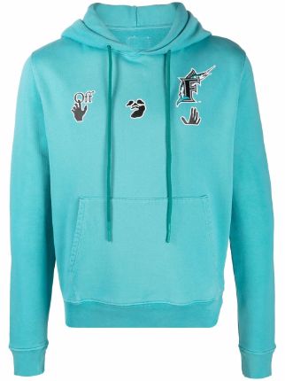 Off White x MLB Florida Marlins logo print Hoodie Farfetch