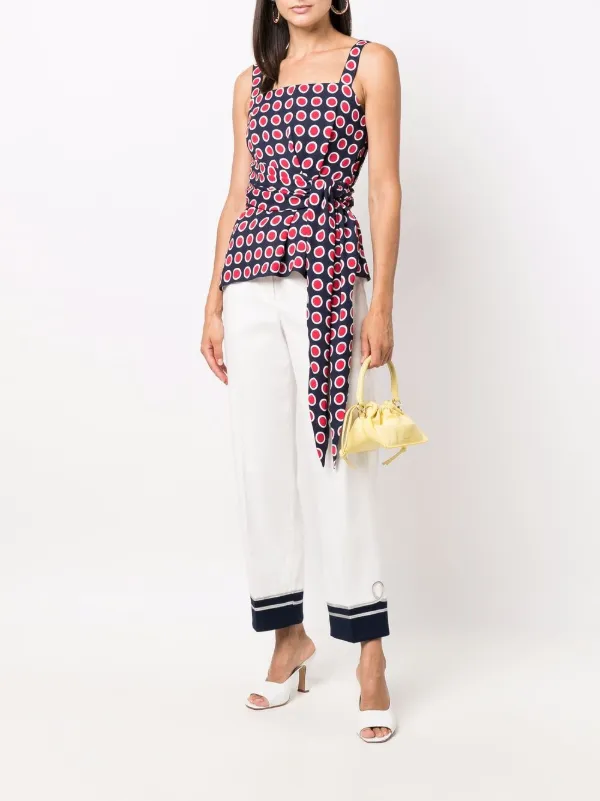 Boutique Moschino polka-dot Belted Tank Top | Blue | FARFETCH