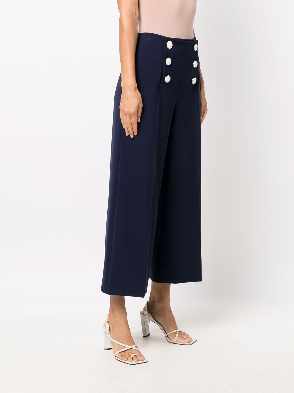 Shop Boutique Moschino Double Breasted Cropped Trousers In Blue