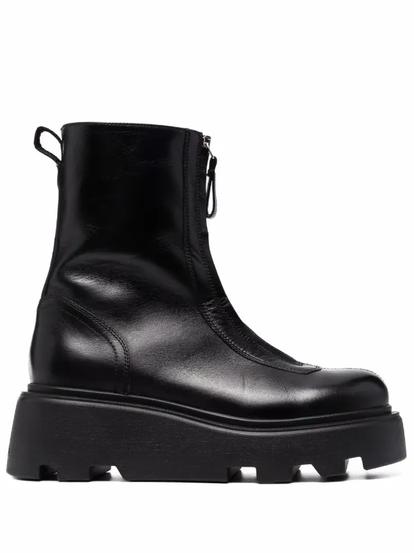 Black front shop zip boots