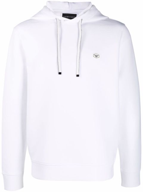 Emporio Armani long-sleeved logo patch hoodie Men