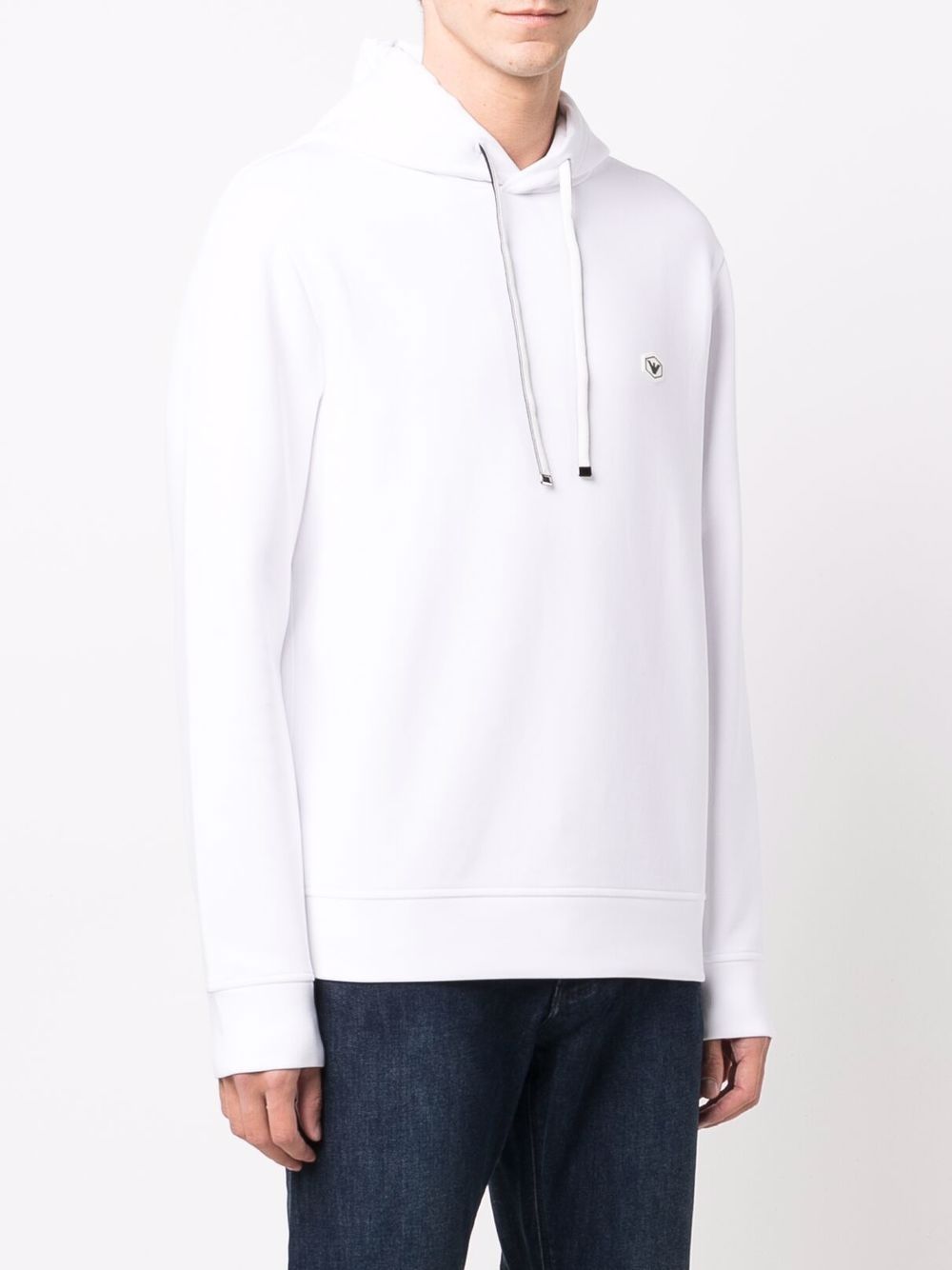 Emporio Armani long-sleeved logo patch hoodie Men