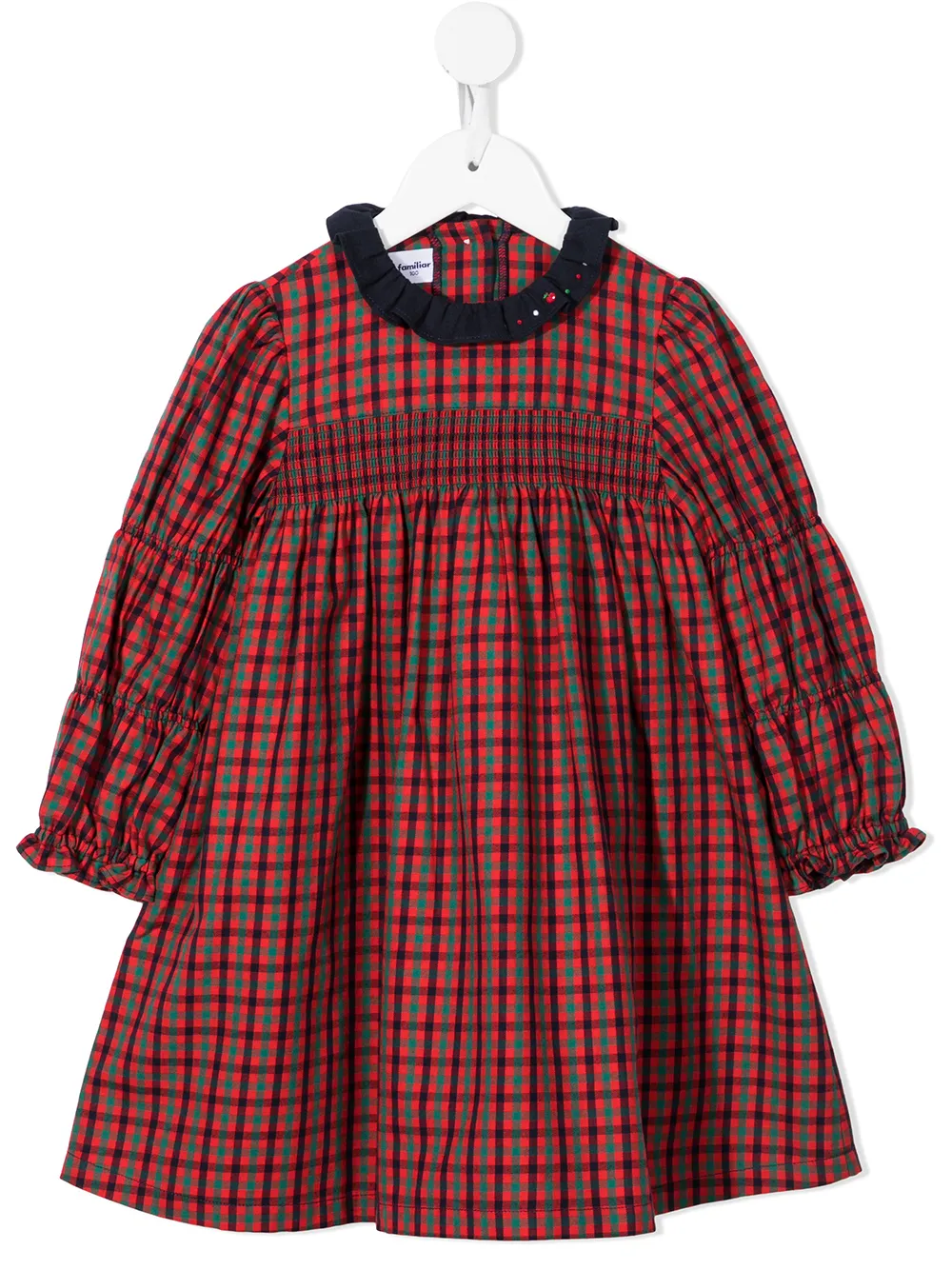 

Familiar empire-line checked dress - Red