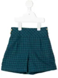 familiar check high-waisted shorts - Blue