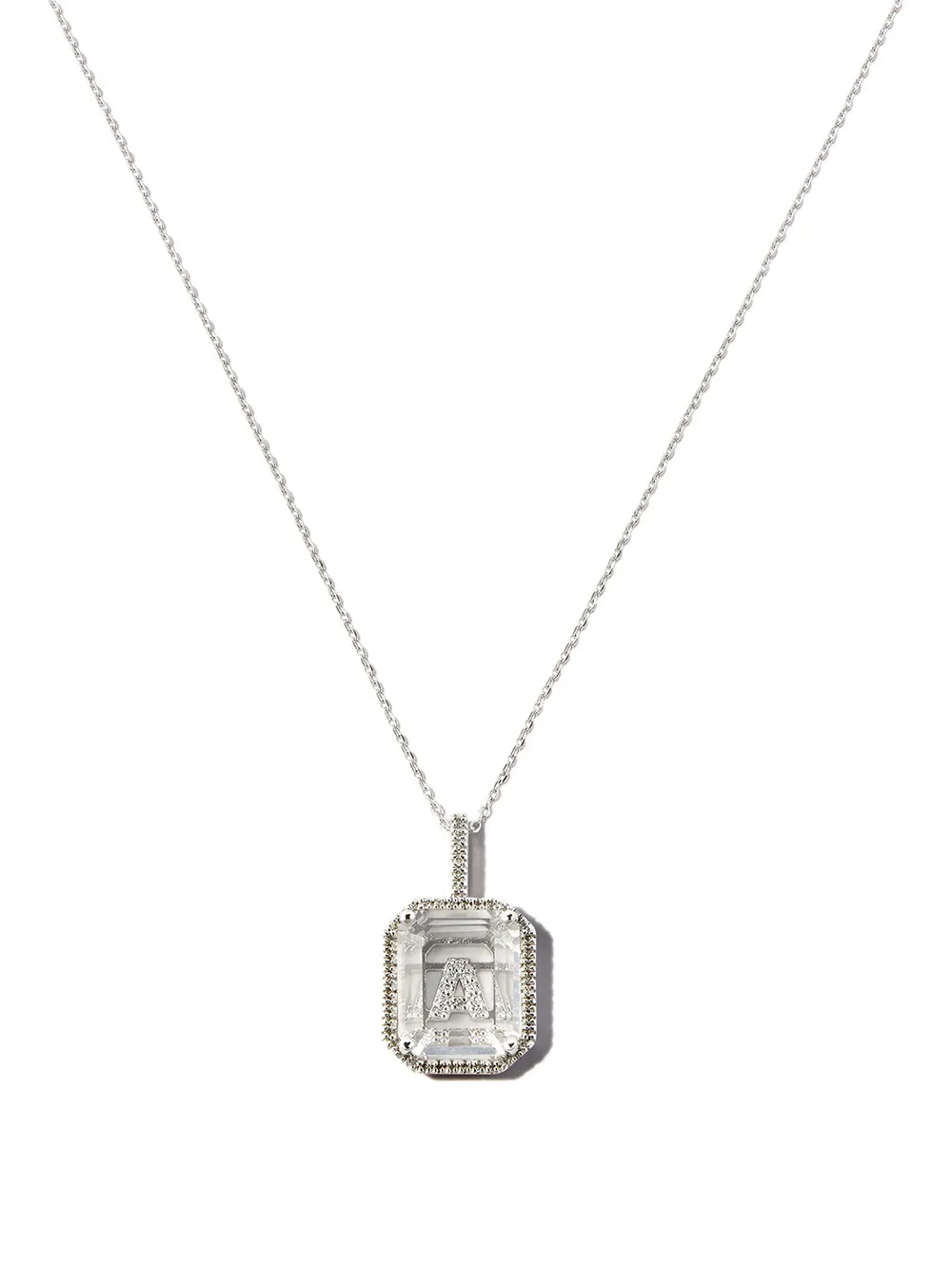 

Mateo 14kt white gold A initial diamond pendant necklace - Silver