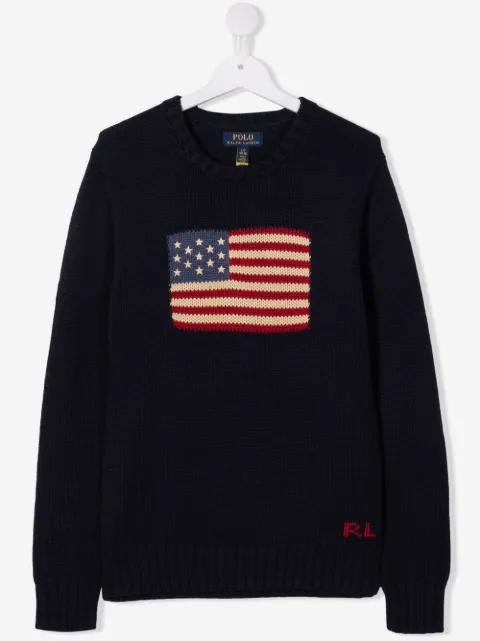 POLO RALPH LAUREN KIDS flag long-sleeve jumper