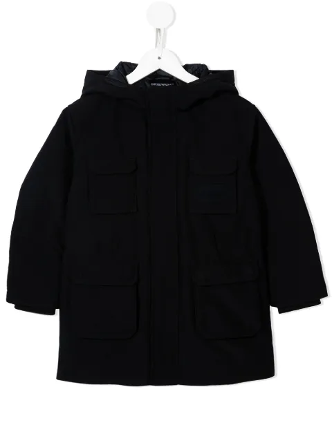 Emporio Armani Kids معطف بغلق أمامي مخبأ