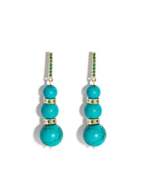 Mateo - 14kt yellow gold turquoise and emerald drop earrings