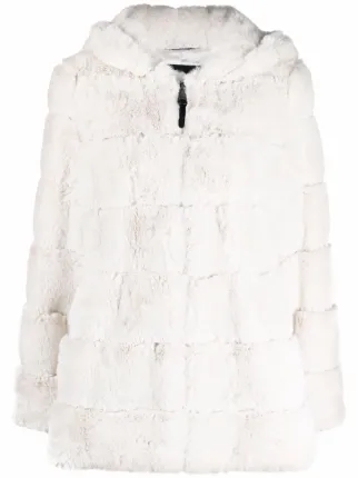 dkny white faux fur coat