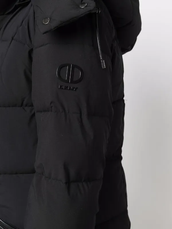 dkny black hooded coat