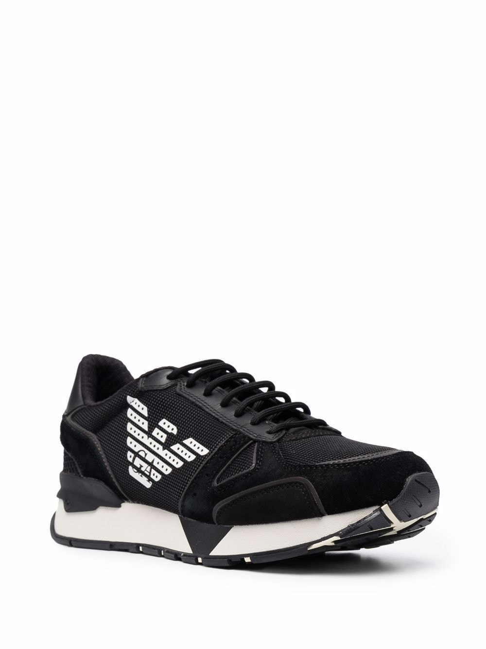 Shop Emporio Armani Logo-print Lace-up Sneakers In Black
